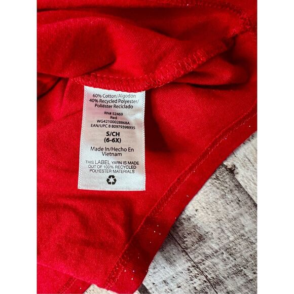 Wonder Nation Gold Sparkle Red Jersey Pullover Swing Dress Small(6-6x) Holiday - Picture 8 of 10